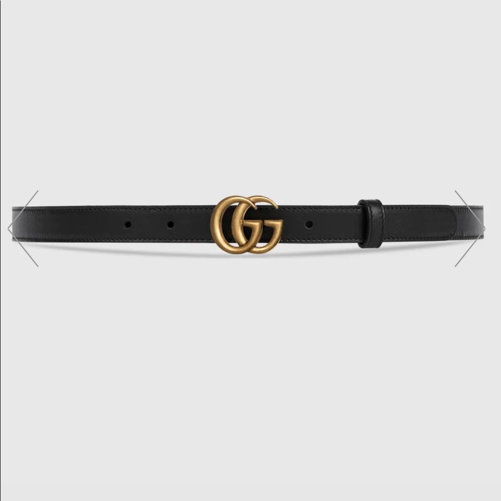 Gucci GG Marmont leather belt with shiny buckle